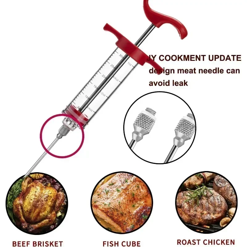 Meat Injector Syringe Marinade Flavor Injector with 3 Marinade Injector Needles for Cooking BBQ kitchen gadgets and accessories