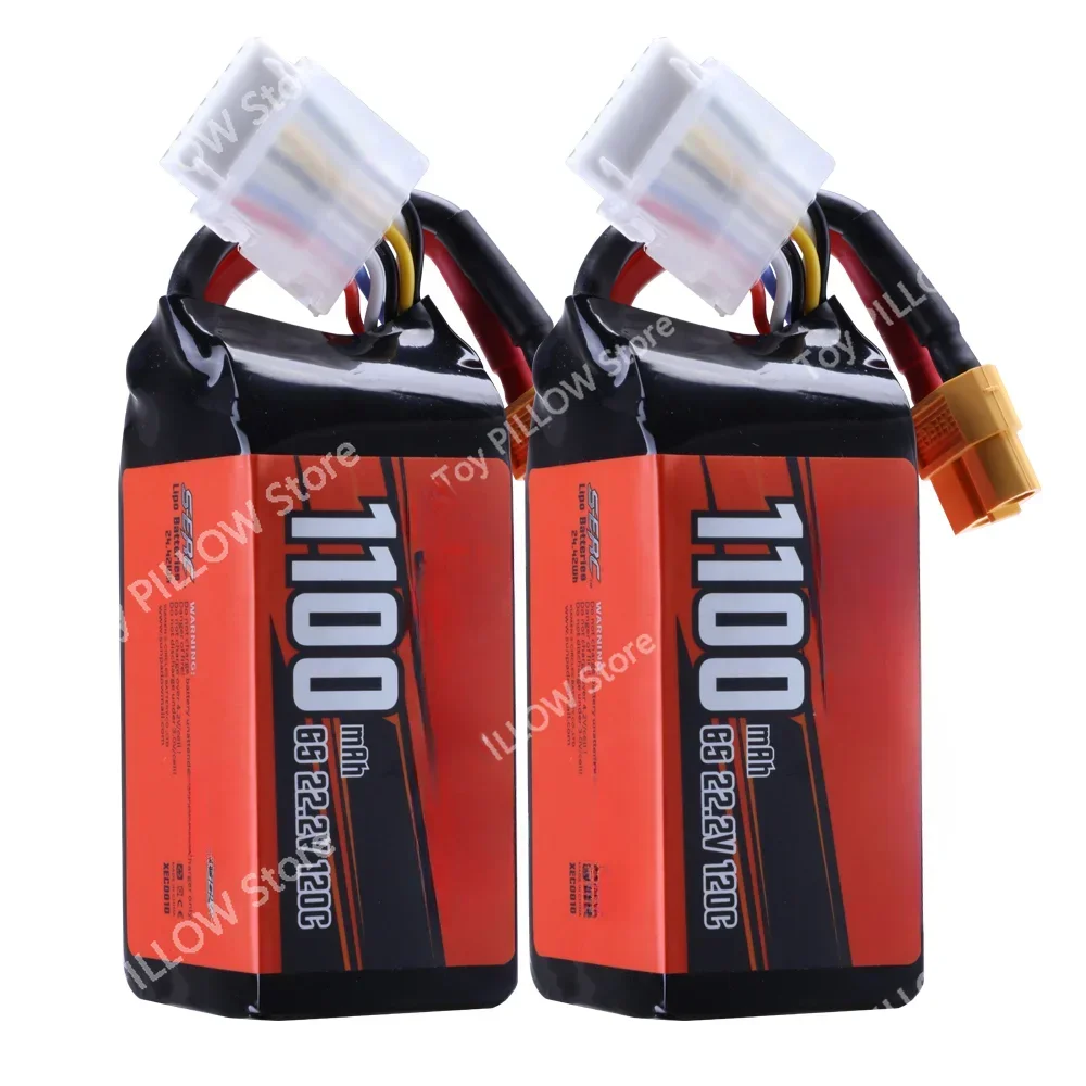 6S Lipo Battery 22.2V 1100mAh 120C XT60 Plug for RC FPV Quadcopter Airplane Helicopter  Racing Model 2 Packs