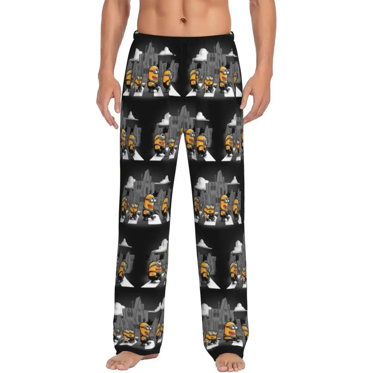 Custom M-Minions  Mangas Pajama Pants for Men Cute Anime Lounge Sleep Drawstring Sleepwear Bottoms with Pockets