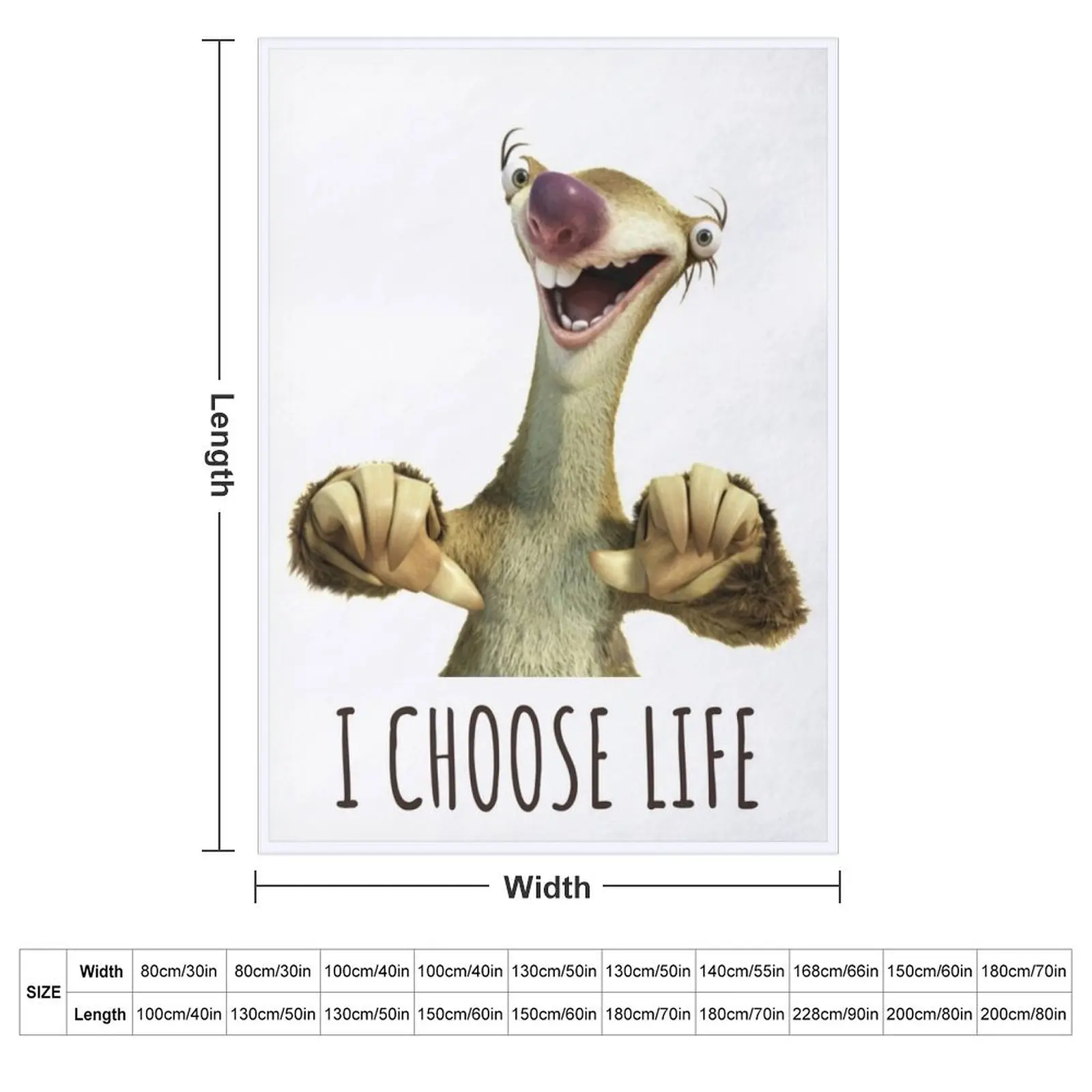 Sid I Choose Life, Sloth I Choose Life Throw Blanket Personalized Gift Vintage Designers Baby Plaid Blankets For Sofas Blankets