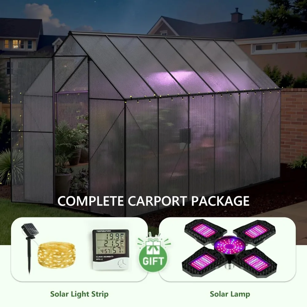 6x12 FT Greenhouse for Outdoors,Heavy Duty Polycarbonate Greenhouse,Walk-in Greenhouse with Roof Vent。