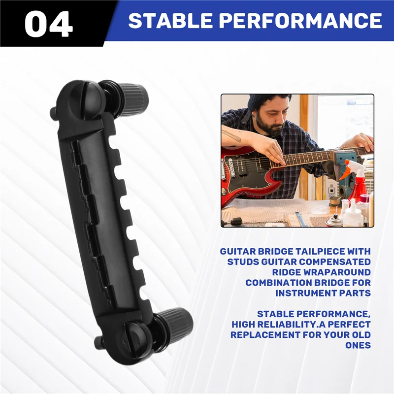 XFDZ-Guitar Bridge Tailpiece With Studs Guitar Compensated Ridge Wraparound Combination Bridge For Epi LP Instrument Parts