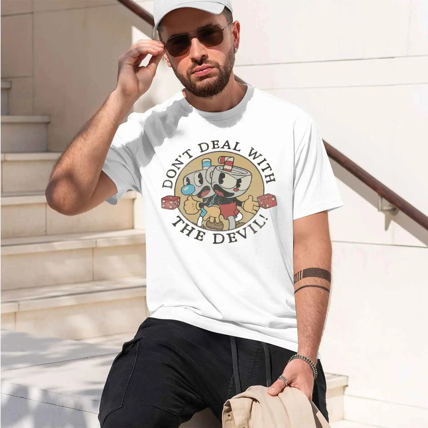 n't Deal With The Devil Men T Shirt Cuphead Mugman Funny Tee Shirt Short Sve Round Ne T-Shirts 100% Clothes 2026 New Model Men’s