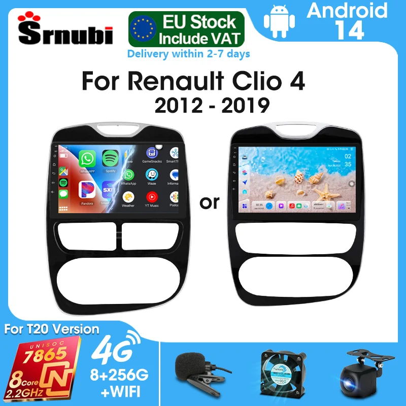 Srnubi 2Din Android 14 Autoradio für Renault Clio 4 2012 2013 2014-2019 Multimedia-Player Carplay GPS-Navigation 4G+Wifi Stereo