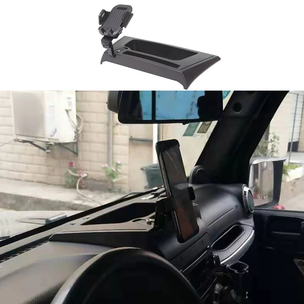 

Central Console Storage Box Mobile Phone Holder Modified ABS Material Non-Destructive Installation Parts For Jeep Wrangler 11-17