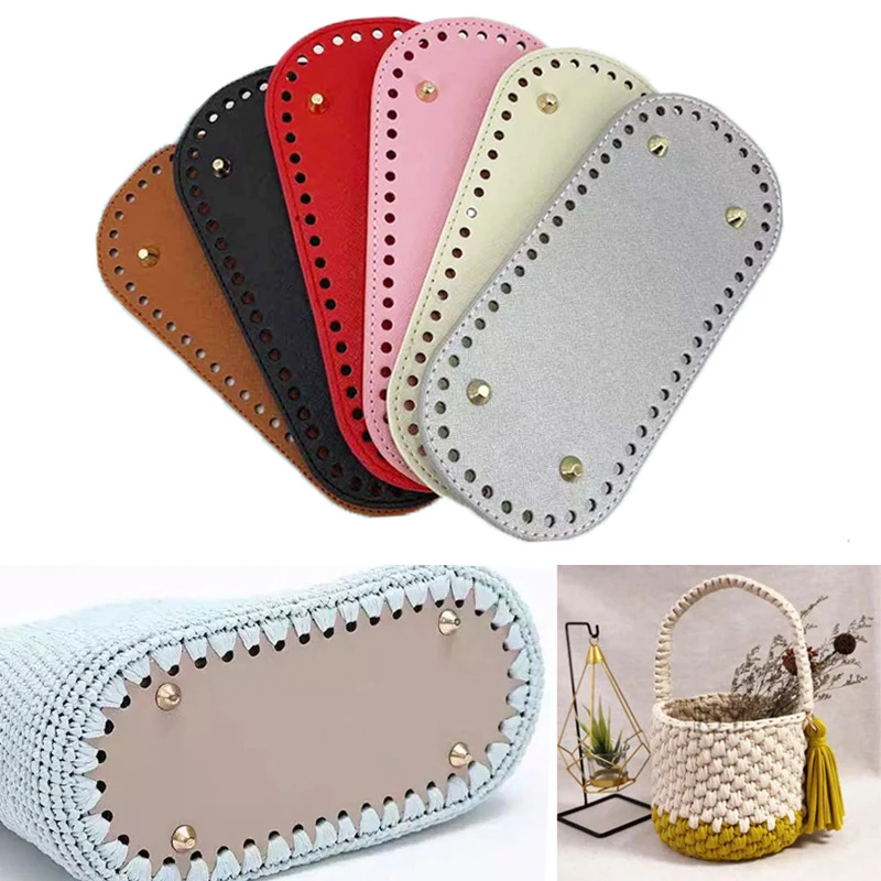 

18×8CM PU Leather Oval Bag Bottom 4 Rivets Bag Bottom Strong Wear-Resistant Bag Accessories For Crochet Knitting Handbag Bottom