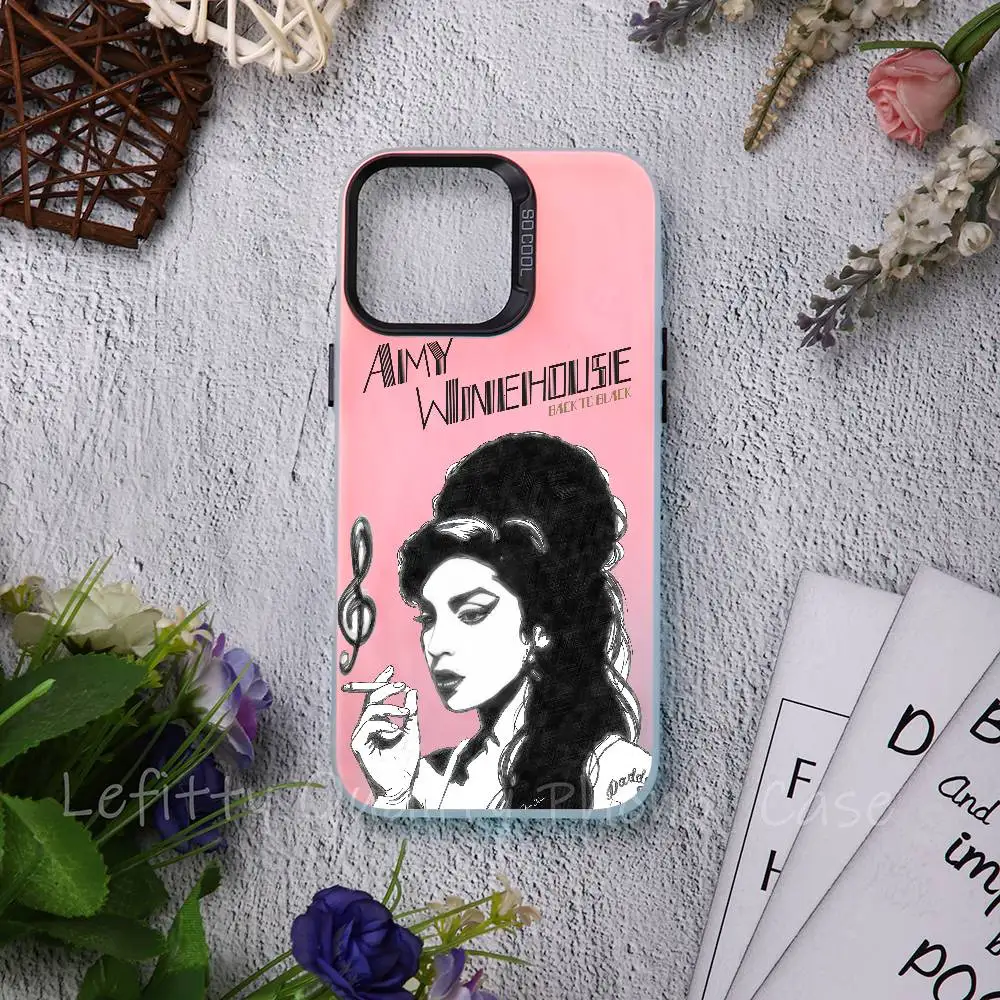 

Singer A-Amy Winehouse Phone Case For IPhone 16 15 14 13 12 11 Pro Max Matte Aurora Multicolor Laser Metallic Gradient Funda