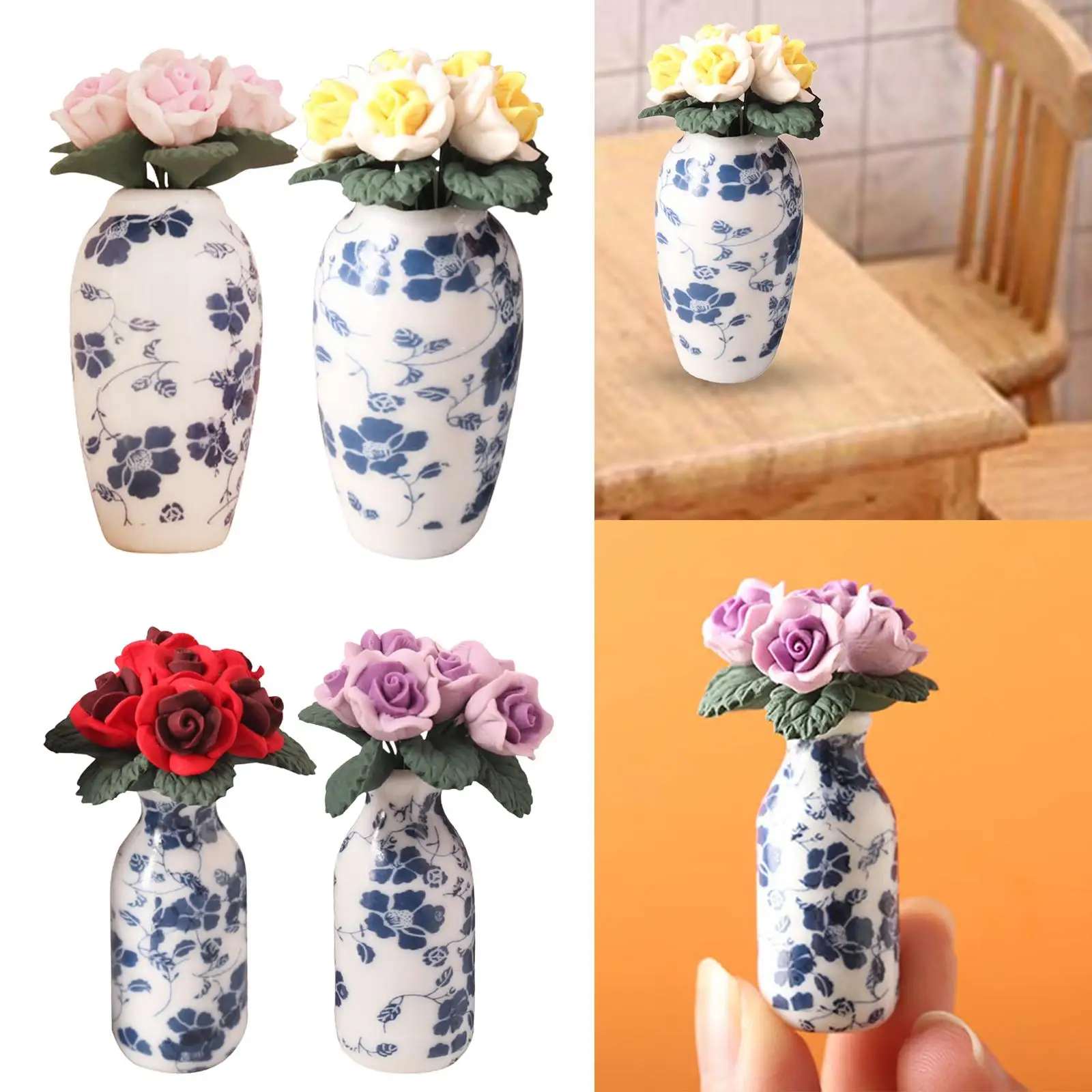 Dollhouse Miniature Potted Flower Desktop Decor DIY for Ornaments