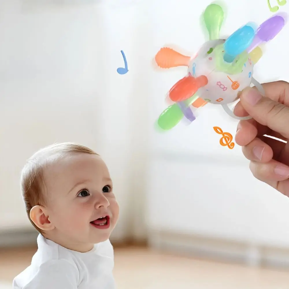 Babyrasseln in Lebensmittelqualität, BPA-frei, bleifrei, frühes Lernspielzeug, leicht zu reinigen, langlebig, sensorisches Kauspielzeug für Babys von 3–18 Monaten