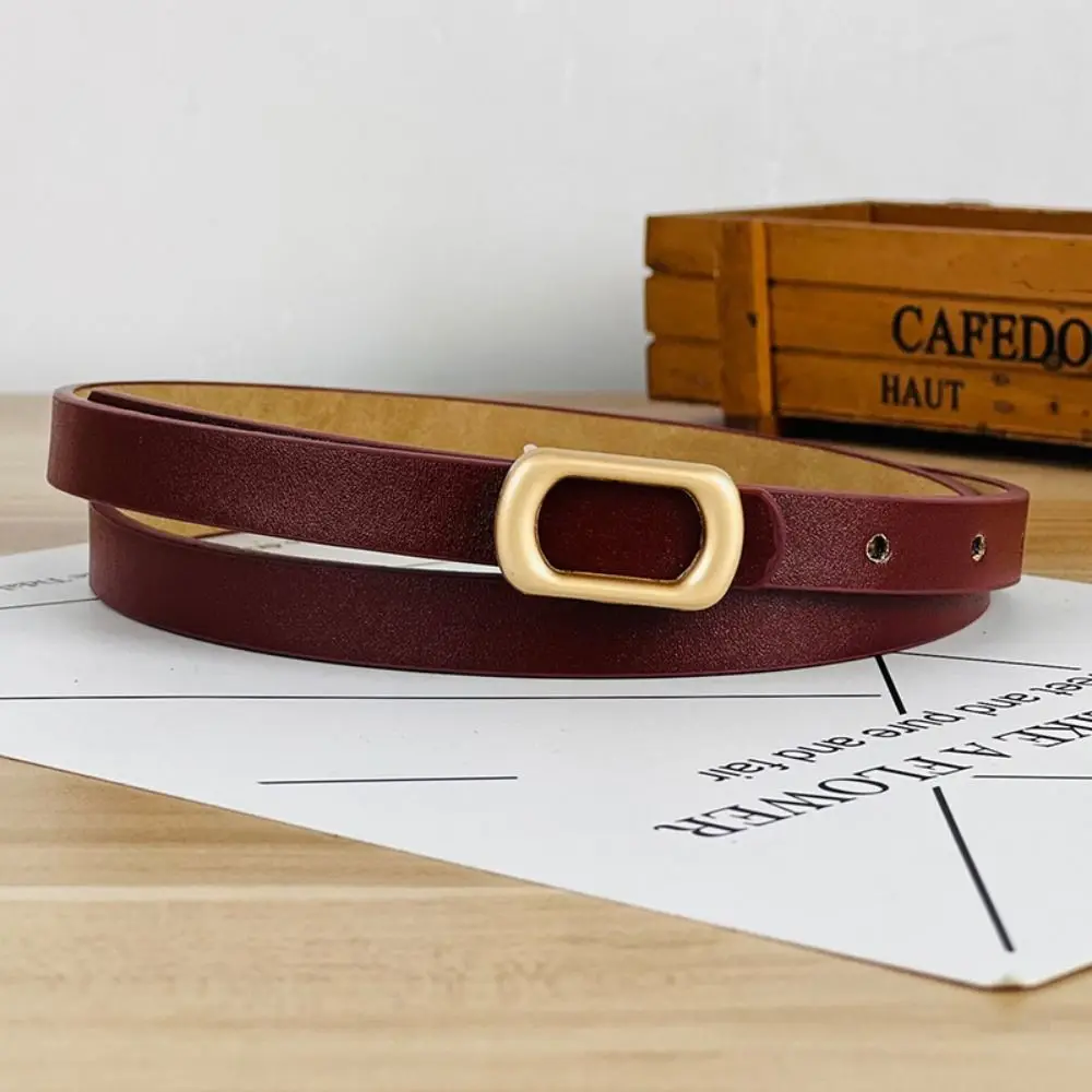 เข็มขัดหนังหัวเข็มขัดสไลด์โลหะอเนกประสงค์สำหรับผู้หญิงของตกแต่งเข็มขัดรัดเอวดีไซน์หรูหราสายรัดเอวบาง