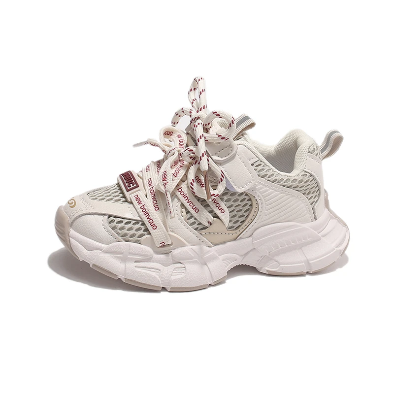 Toddler Mesh Chunky Sneakers, Hook and Loop Strap Walking Shoes, Non Slip Thick Rubber Sole Breathable Kids Daily Shoes EU22-37