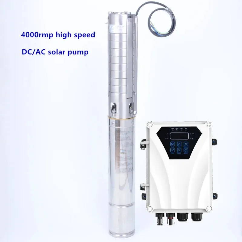 Sunfuture Solar Water Pump 2HP Submersible Deep Well Agriculture Irrigation Solar Powered Pumping DC 200V Outlet 1.25