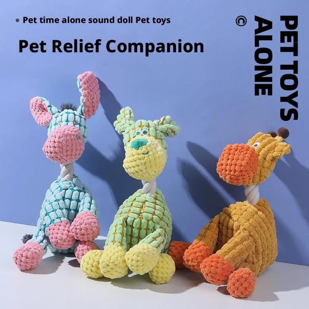 Molarenspielzeug für Hunde, süßes Esel-Plüschtier für Hunde, Cord-Esel, quietschendes, kaubares, interaktives Haustierspielzeug