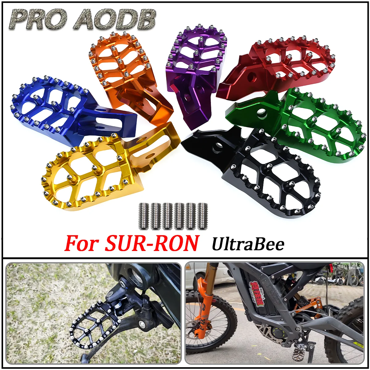 

CNC Aluminum Footrest Footpegs Foot Pegs Pedal For Surron Ultrabee Ultra Bee SUR RON Off-Road Electric Vehicle Dirt Bike Parts