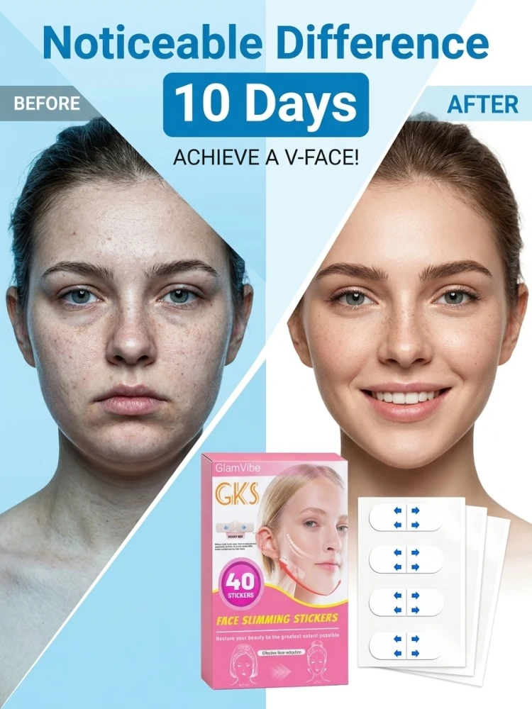 Glamvibe Face Lifting Tape Invisible V Line Face Stickers, Waterproof Face Shaping Patches for Facial Contour Modification, Daily Makeup Face Auxiliary Shaping Tool for Women