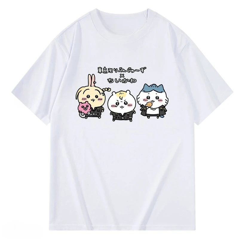 Chiikawa Usagi Hachiware × Tokyo Revengers Anime Grafik T-Shirt, Sommer Unisex Locker Lässig Kurzarm Streetwear Alltags-Oberteil – Detail 12