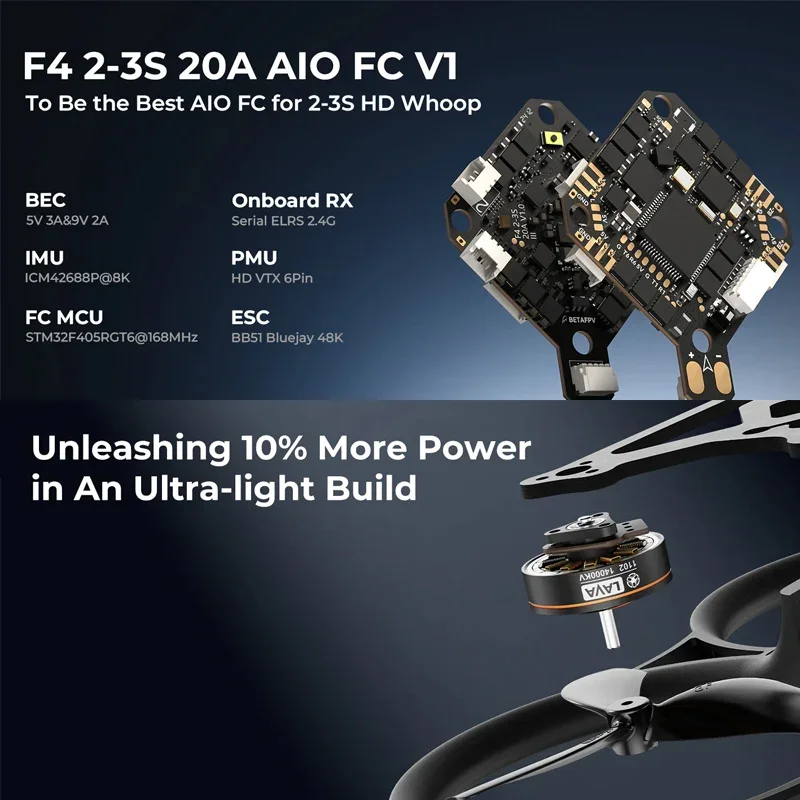 BETAFPV Pavo Pico II ブラシレス フープ クアッドコプター DJI O4/PNP バージョン LAVA 1102 |   14000kv F4 2-3S 20A AIO FC ELRS2.4G/SBUS RX