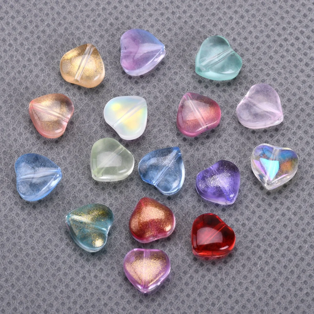 20pcs Small Heart Shape 8mm Colorful Lampwork Crystal Glass Loose Beads for Jewelry Making DIY Crafts Findings