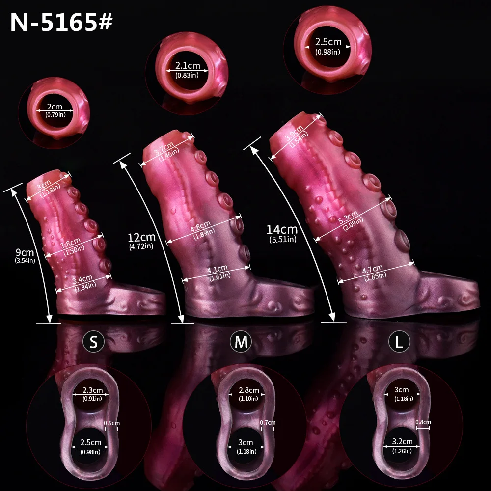Large, Medium and Small Men's Silicone Wolf Tooth Cover, Penis Cover, Bold Octopus Penis Cover, Sex Toys. - view 4