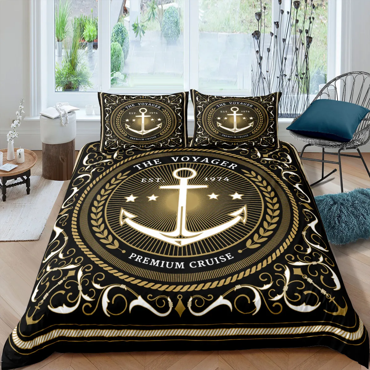 Home Textiles Luxury 3D Anchor Print Duvet Cover Set 2/3 Pcs Pillowcase Bedding Set AU/EU/UK/US Queen and King Size