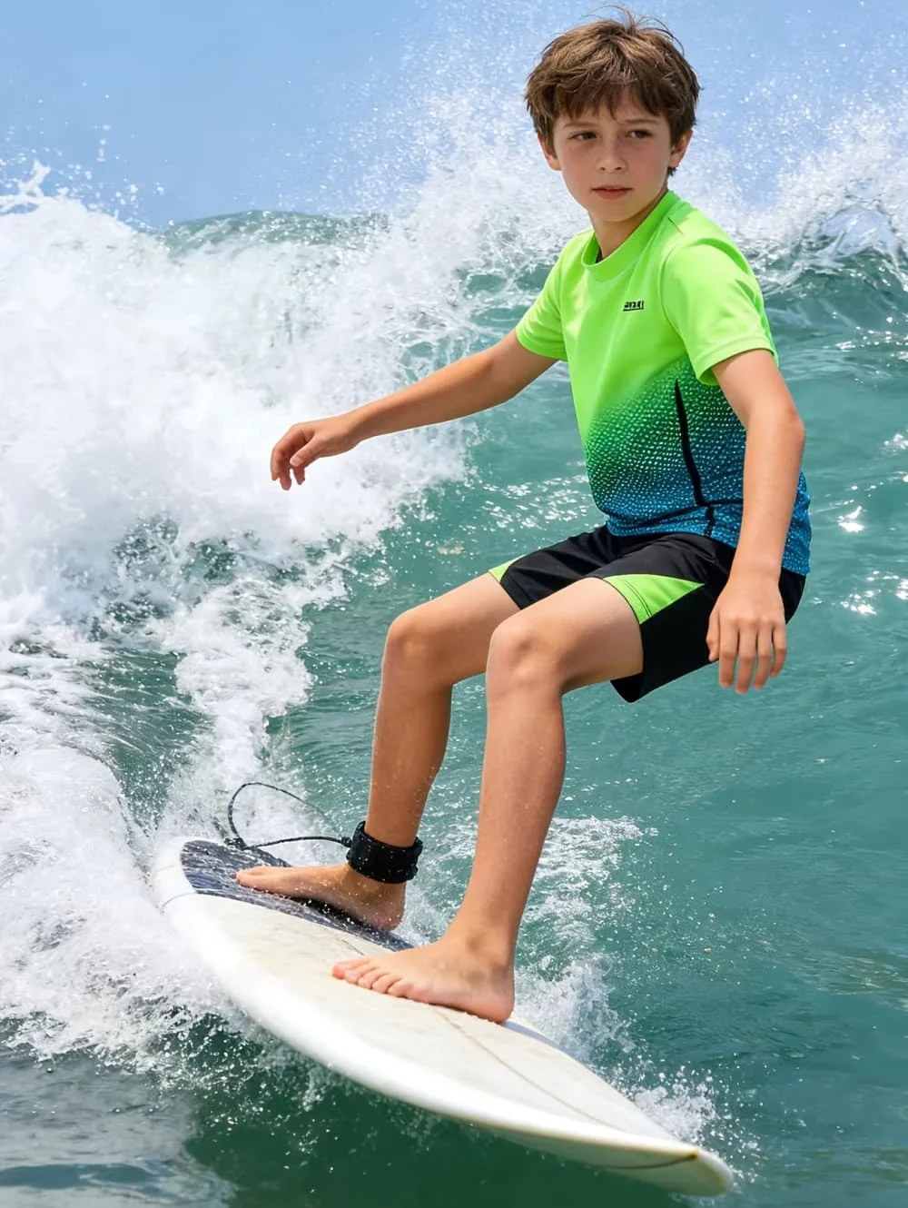 Hawaiian Beach Print Summer Children's Set Surfing Sportswear Short Sleeve Shorts Set Vacation Style Coconut Tree Print T-Shirt