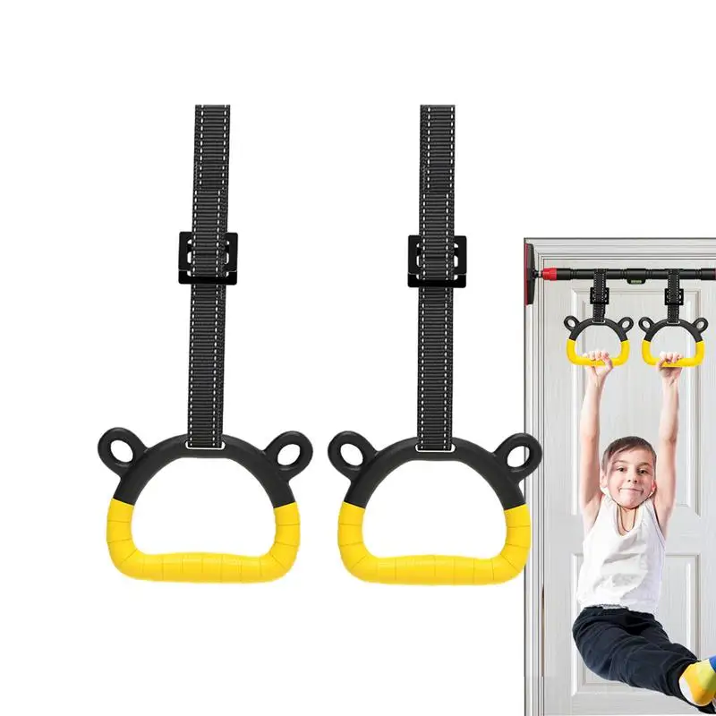 Gymnastics Rings Non-Slip Bear Load 4000KG Exercise Rings For Home Kids Gym Ring With Adjustable Straps Buckles Indoor Fitness