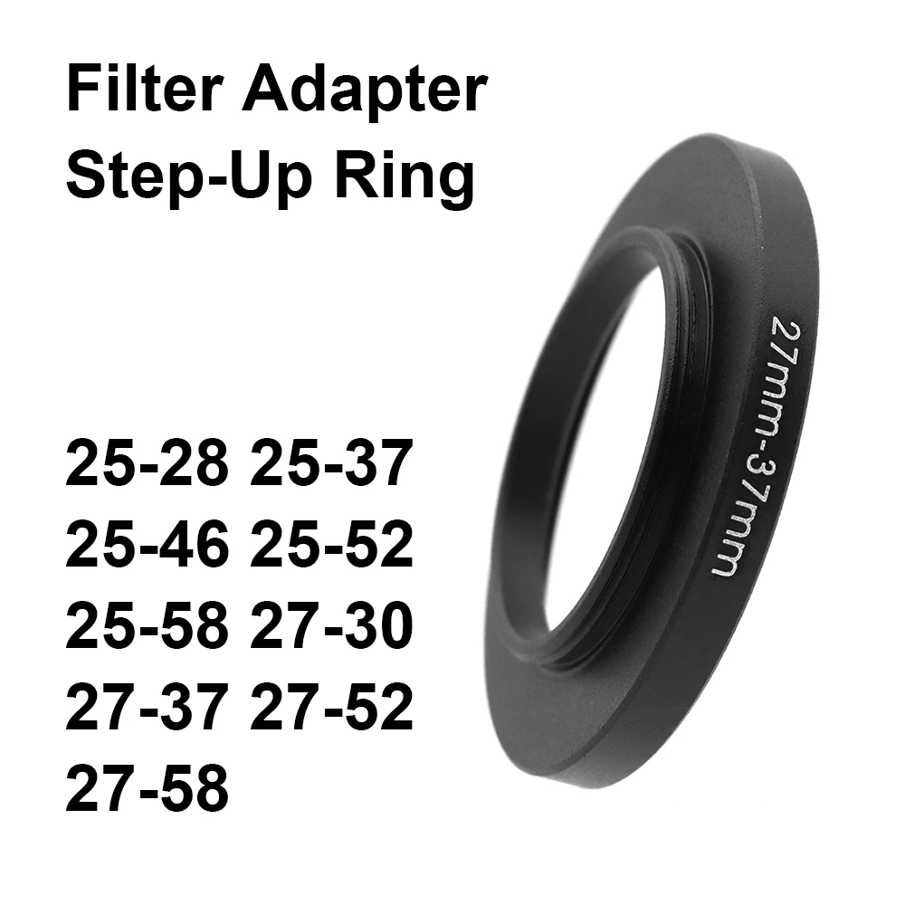 Camera lens Filter Adapter Ring Step Up Ring 25-28 25-37 25-46 25-52 25-58 27-30 27-37 27-52 27-58 for UV ND CPL Lens Hood etc.