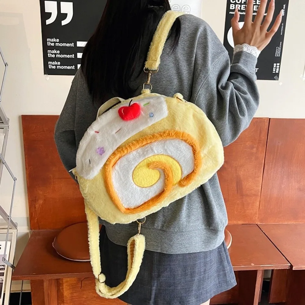 New Large Capacity Backpack Fluffy Soft Lolita Style Dessert Design Bag Kawaii Casual Crossbody Shoulder Bag For Girls Gift