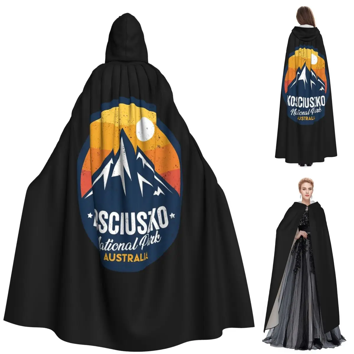 

Гора Косиуко, национальный парк, новый Южный Уэльс, Австралия, длинный плащ с капюшоном, ведьма, средневековый костюм, накидка для косплея, вечеринка на Хэллоуин