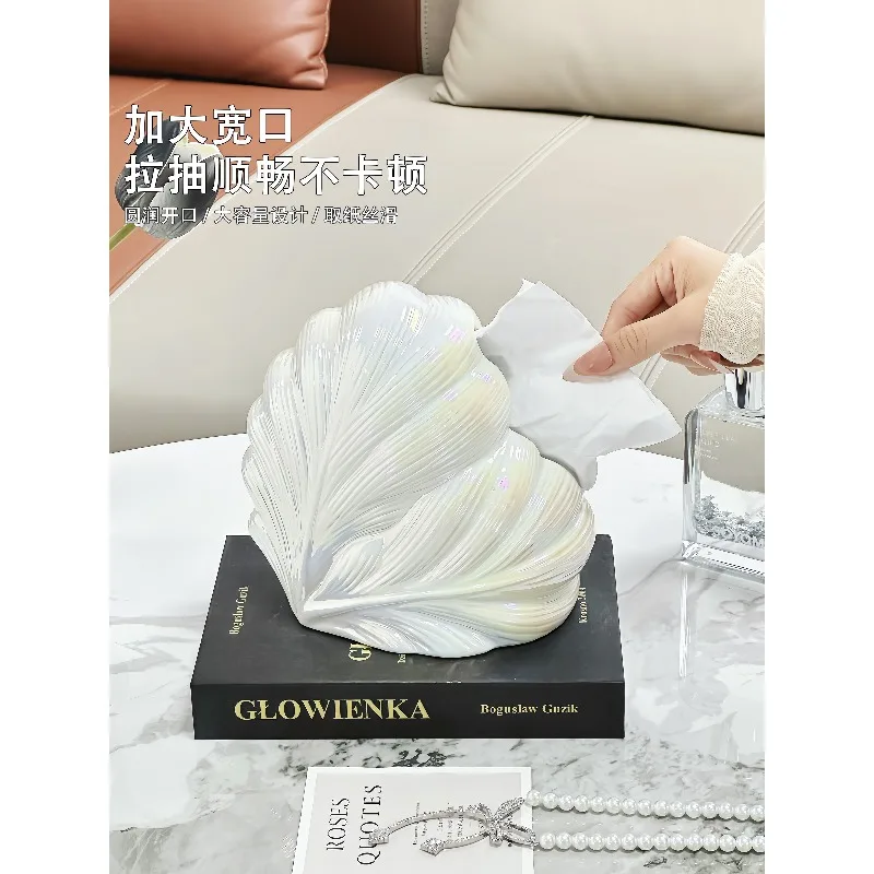 light luxury feather tissue box, home living room desktop pumping carton, high-end tissue storage ornament
