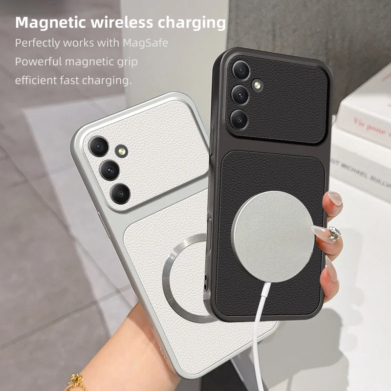 Dirt-resistant, Anti-Fingerprint Lychee Skin Texture Phone Case Compatible With Samsung Galaxy A36 With Magnetic Ring Cover