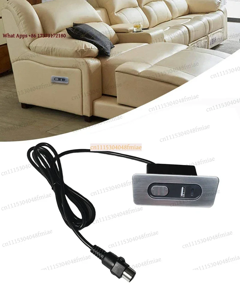Electric Recliner Sofa Hand Controller USB-A Type-C Charging Port 5-Pin Power Lift Chair