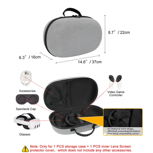 Imagen 2 del producto Caja de Estuche de transporte de viaje dura para Meta Quest 3S/3/2 y Pico 4 Ultra VR, bolsa de almacenamiento para gafas, accesorios Meta VR, capacidad de forma segura