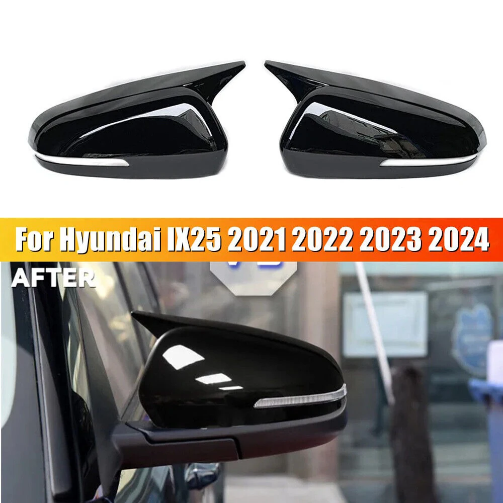 

For Hyundai IX25 2021-2024 Car Sticker Rearview Side Mirror Cover Wing Cap Exterior Door Rear View Case Trim Carbon Fiber Look