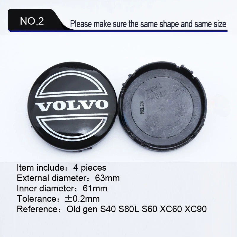 4Pcs Car Wheel Center Hub Caps Cover Auto Emblem Car Accessories Fits For Volvo S40 S80L S60 S90 XC40 XC60 XC90 V40 V60 V90