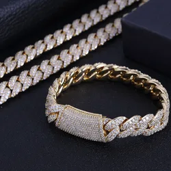 2024 Fashion Hip Hop 5A+ CZ Stone Bling Iced Out 13mm Cuban Link Chain Necklace for Men Rapper Jewelry