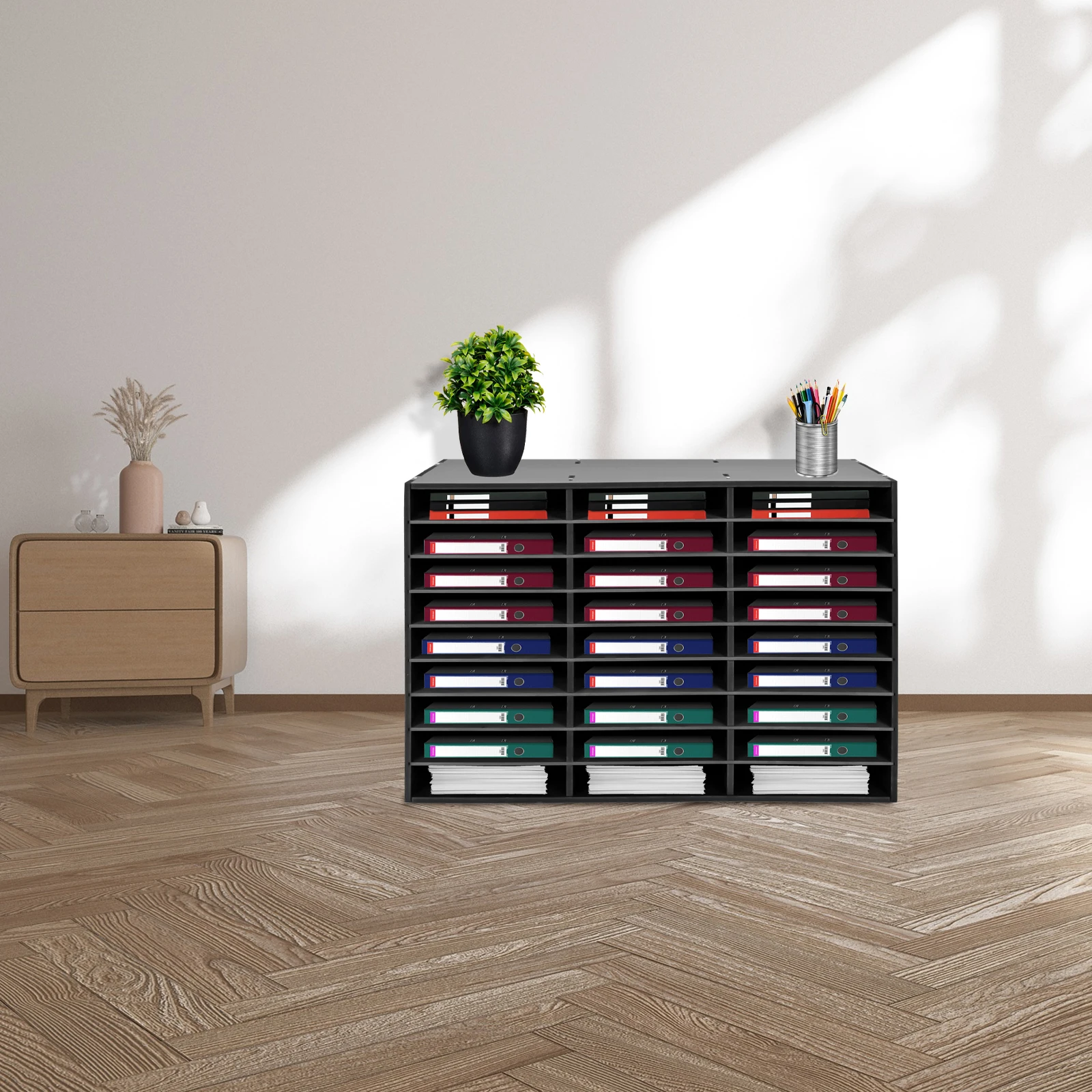 

Durable Desktop File Organizer, 27 Slots for A4 Sheets, Open Design for Easy Access, Space-Saving