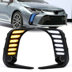 For Toyota Corolla 2019 2020 2021 2022 LED DRL Daytime Running Lights Car Fog Lamps Turn Signal Front Bumper White Yellow Blue