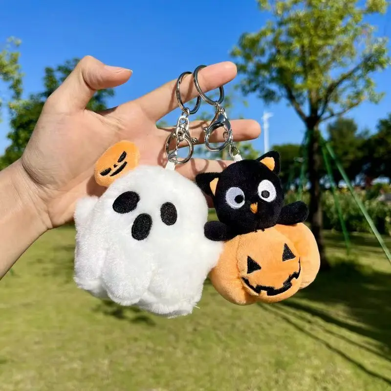 Breloque de sac d'halloween 15cm, jouets en peluche d'halloween, Adorable pendentif de personnage de citrouille fantôme en peluche pour femmes et hommes, sac à main