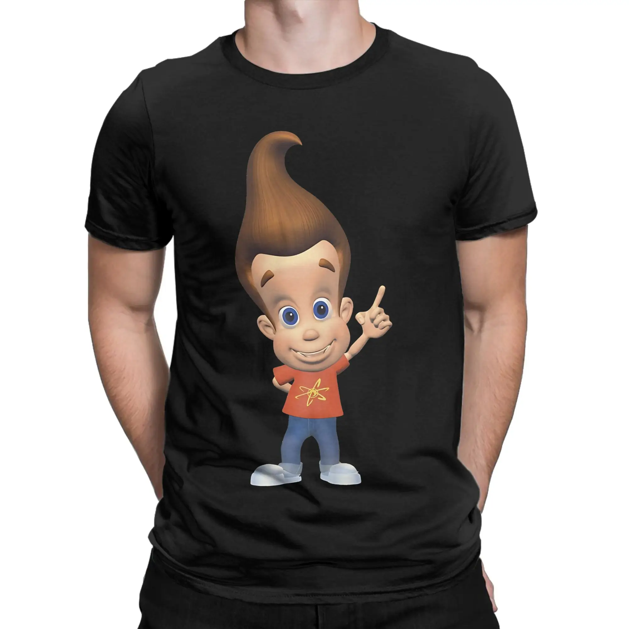 Nerd Inventor Kid Classic Jimmy Neutron Graphic Funny 100% Cotton T-Shirt Tops Tees For Men