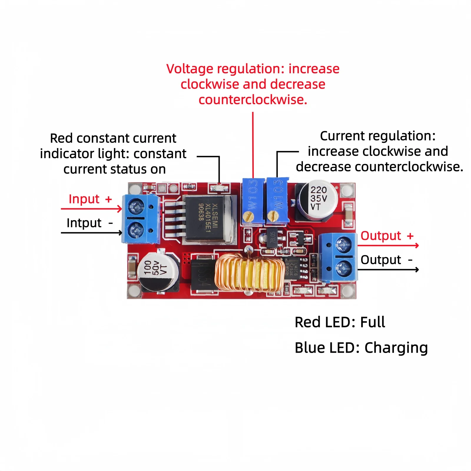 XL4015 5A DC-DC Buck Converter Step Down Module 4-38V to 1.25-36V 75W Adjustable Voltage Regulator with Protections