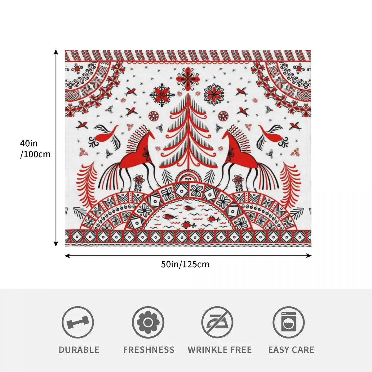 زخرفة الفولكلور الروسية. لوحة مازن. رمي بطانية كبيرة جدًا رمي الشعر البطانيات السفر منقوشة