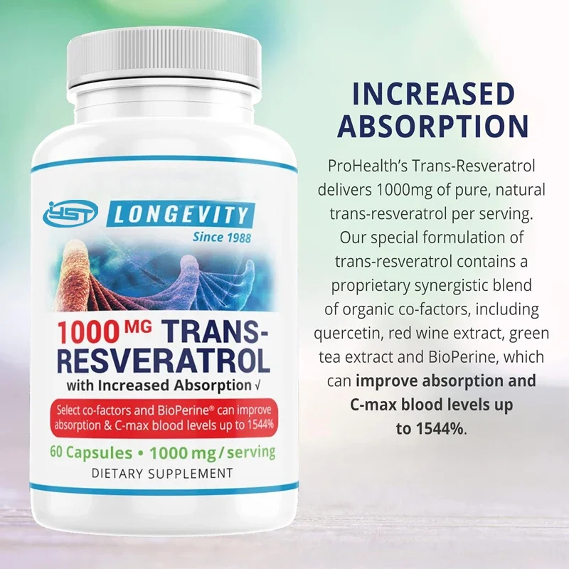 1000 milligrams of trans resveratrol added (60 capsules, each containing 1000 milligrams)