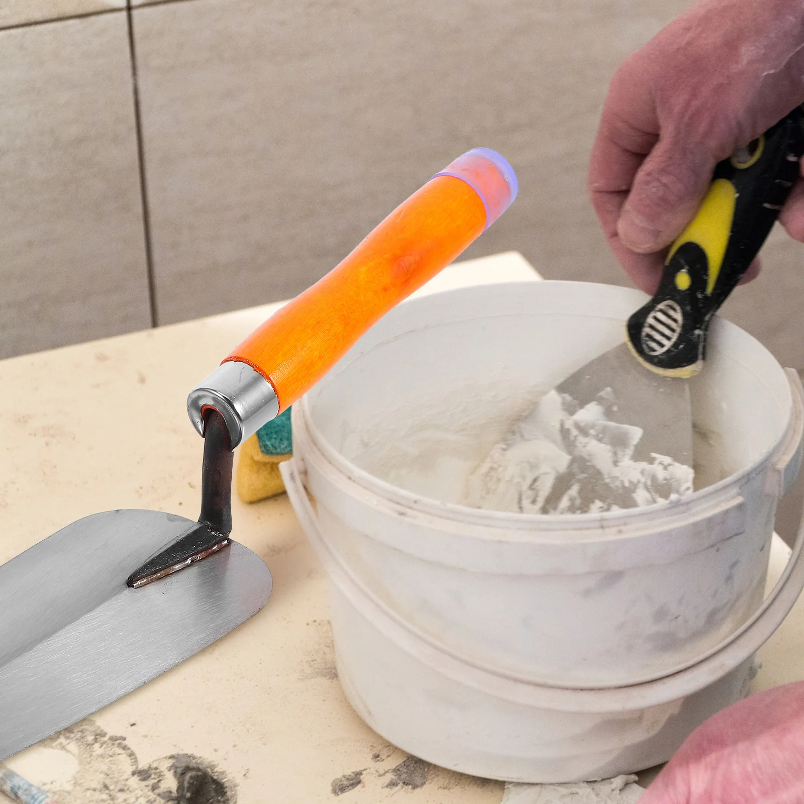 Stainless Steel Flat Plaster Trowel Wood Handle Metal Construction Tool Drywall Concrete Finishing Hand Tool Trowel Plastering