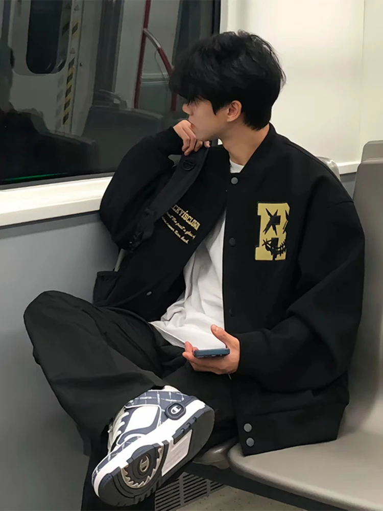 

American High Street Embroidered Baseball Jaet Men's Bla Haome Spring Autumn Cleanfit Trendy Brand Flight Jaet