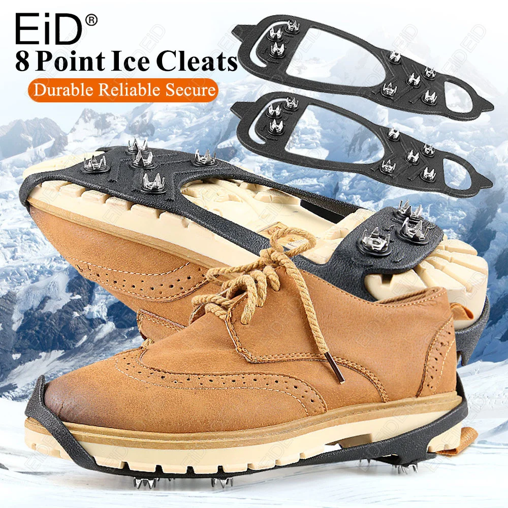 

1/2 Pairs Winter Outdoor Ice Grippers 8 Teeth Anti Slip Snow Crampons For Shoes Hiking Mountain Climbing Cleats Spikes Traction