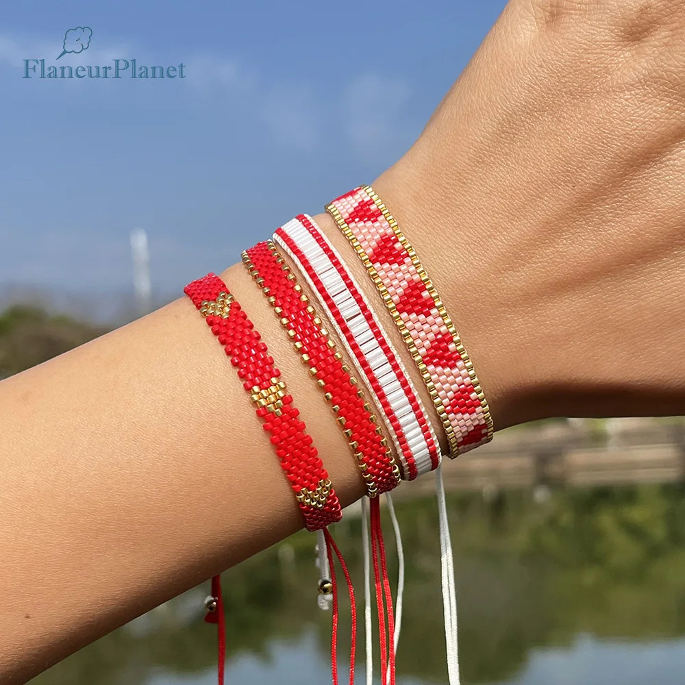 

FlaneurPlanet Lucky Red Bracelets Stack For Her