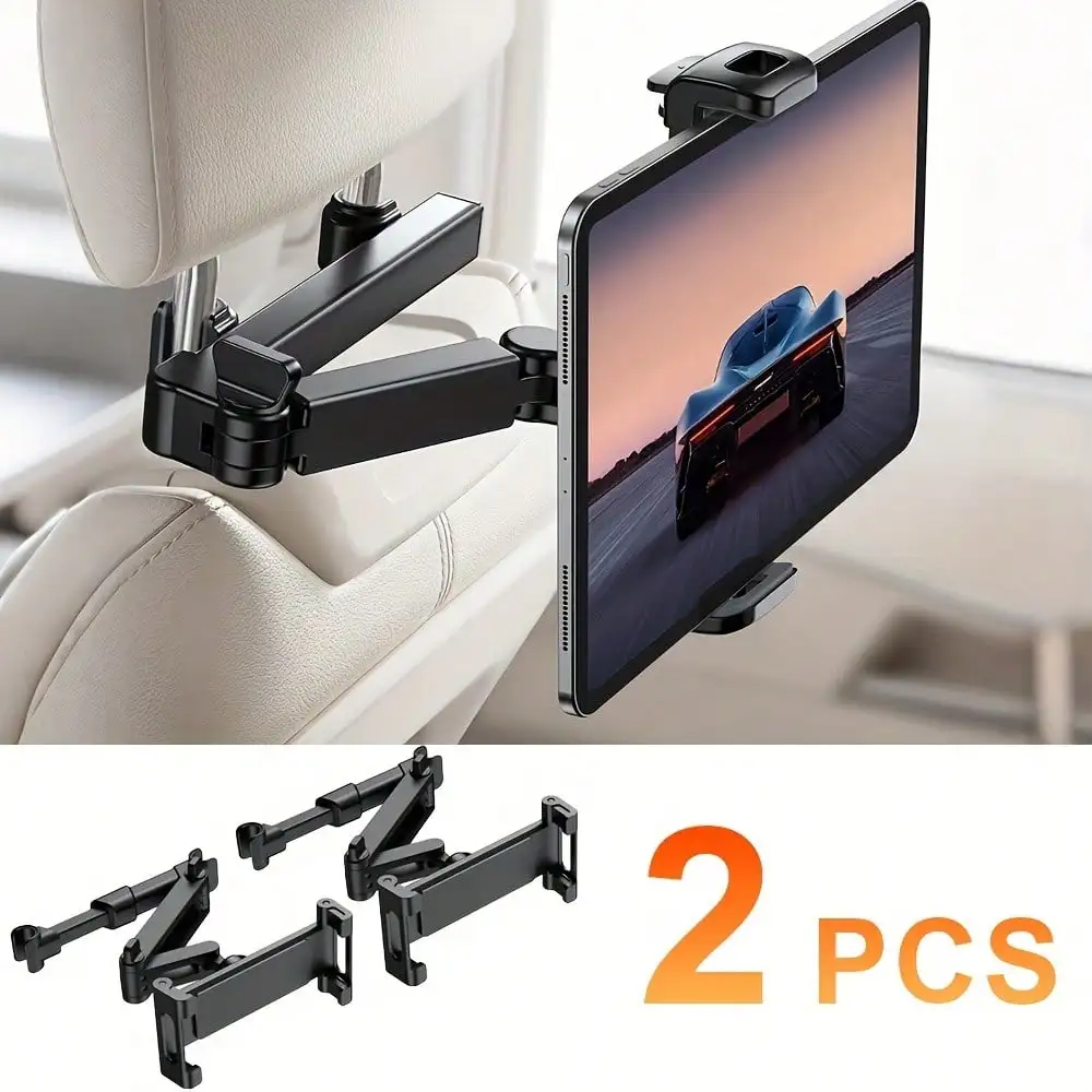 

[4.7-12.9-Inch Rotating Tablet Holder]2-Piece Car Headrest Mount Tablet Holder, 360° Rotation, Compatible With 12-32cm Phones And Tablets