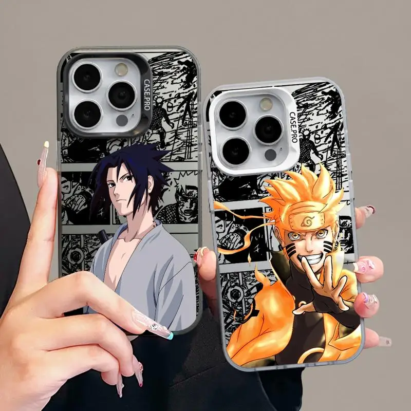 Ainime Narutos Sasuke Phone Case For Apple iPhone 11 14 15 13 Pro Max 12 Silicone 15 Plus 11Pro Matte Lens Protect Plating Coque