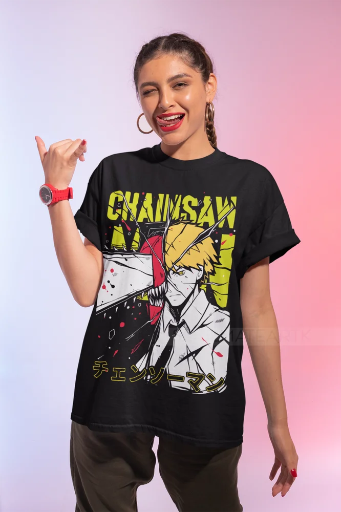 Kettensäge Mann T-Shirt Denji Kettensäge Mann Anime Csm Power Soft T-Shirt alle Größen